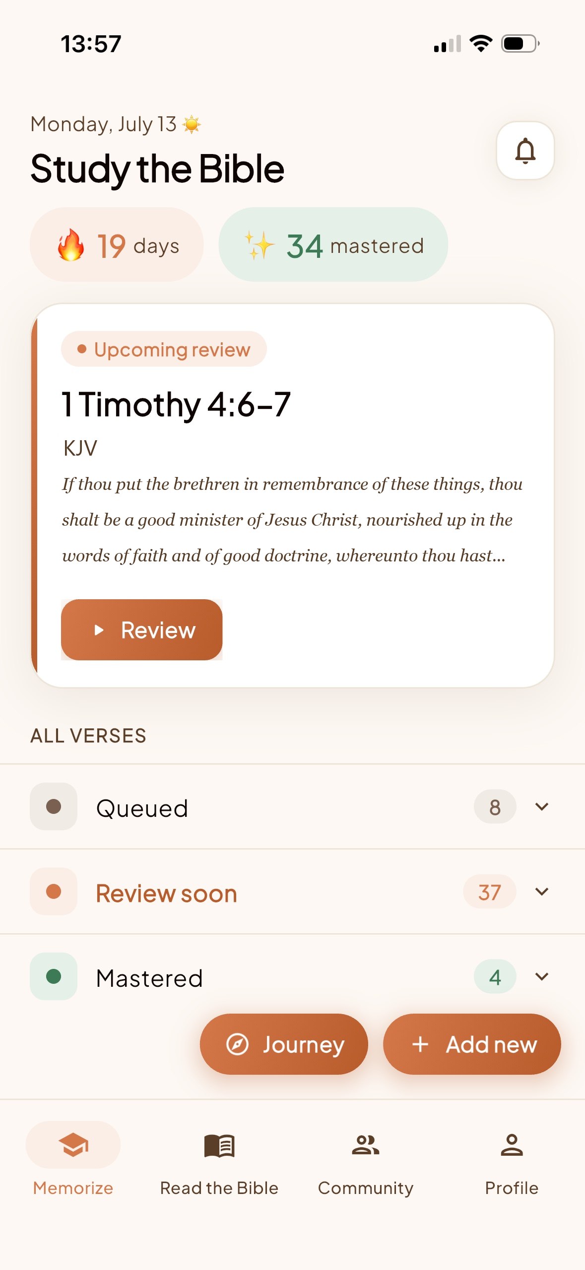 Memorization & progress (KJV)